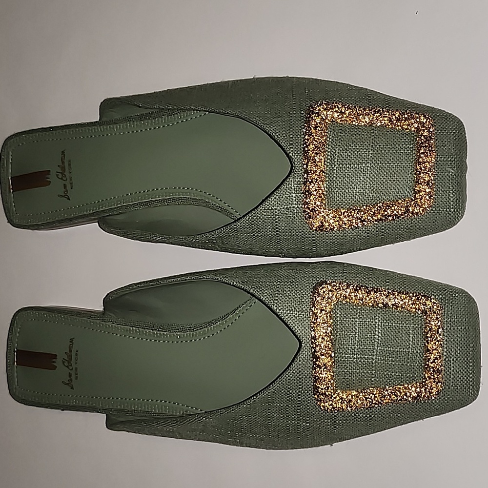 COPY - Never worn Lavina Buckle Mule - Jade Linen